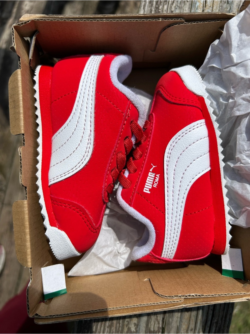 Puma Kids Red and White Classic Sneakers